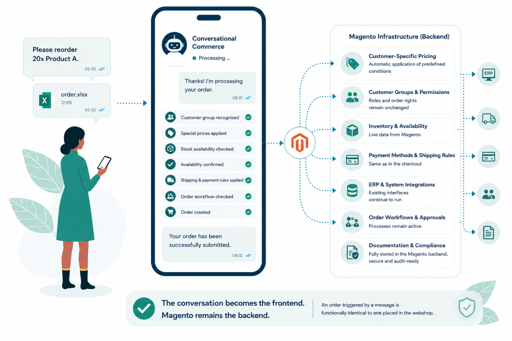 Conversational Commerce Replaces the Order Frontend, Not Your Shop Infrastructure Conversational Commerce Replaces the Order Frontend, Not Your Shop Infrastructure